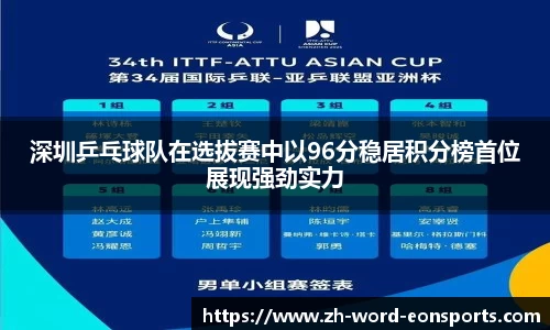 深圳乒乓球队在选拔赛中以96分稳居积分榜首位展现强劲实力