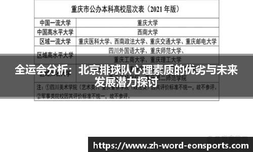 全运会分析:北京排球队心理素质的优劣与未来发展潜力探讨